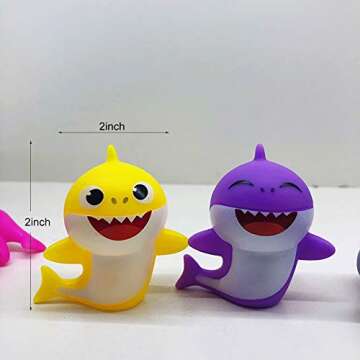 SIENON Shark Cake Toppers-8Pcs Shark Birthday Cake Toppers with Bright Colors, Little Cute Shark Family Cake Decorations for Shark Theme Cake for Kids Birthday Party & Baby Shower & Shark Theme Party