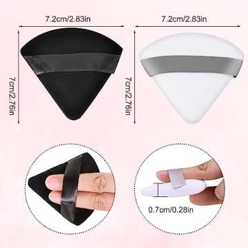 8 PCS Pure Cotton Powder Puff Face Triangle Sponge Ultra Soft Makeup Puffs Reusable Washable Face Po...