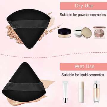 8 PCS Pure Cotton Powder Puff Face Triangle Sponge Ultra Soft Makeup Puffs Reusable Washable Face Powder Sponges Puff Cosmetic Foundation Sponge With Strap For Loose Pressed Body Powder Under Eye