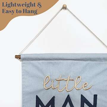 Bon et Beau LITTLE MAN CAVE Embroidered Banner for Boys