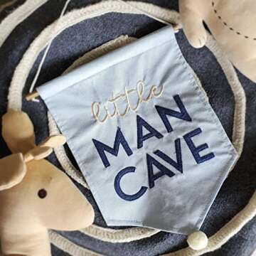 Bon et Beau LITTLE MAN CAVE Embroidered Banner for Boys