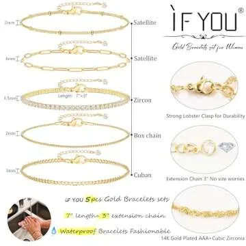 iF YOU Gold Bracelets for Women Waterproof and Trendy