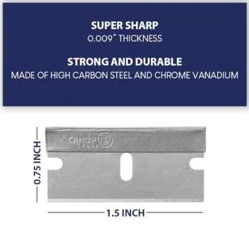 CANOPUS Single Edge Industrial Razor Blades, 100% Made in USA, Heavy Duty Straight Edge Razors, Box & Carton Cutter Replacement Blades, Glass & Paint Scraper Razor Blades (Box of 100)