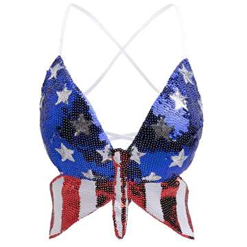 Women's Sequin Butterfly Crop Top - Perfect for Night Out