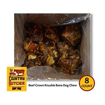 THE COUNTRY BUTCHER Beef Knuckle Dog Bones for Aggressive Chewers, Natural & USA Made, 8 Count