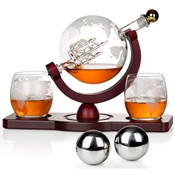 PONPUR Whiskey Decanter Globe Set - Unique Gift for Men