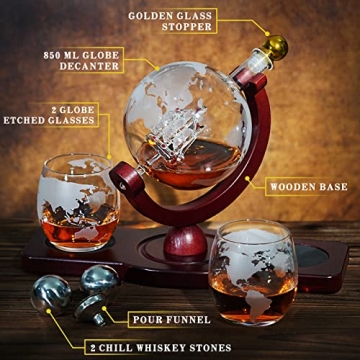Unique Whiskey Decanter Globe Set for Men