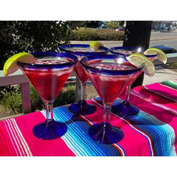 Authentic Hand Blown Margarita Glass Set - 4 Piece
