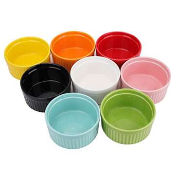 Suwimut Colorful Ceramic Ramekins Set - Perfect for Baking