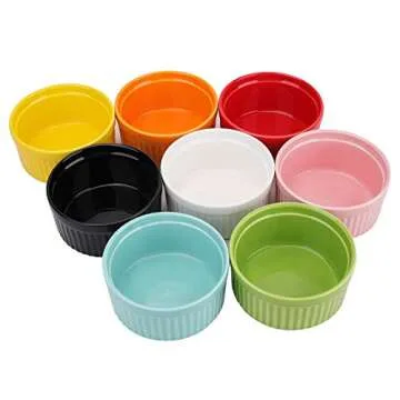 Suwimut Colorful Ceramic Ramekins Set - Perfect for Baking