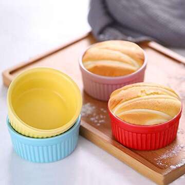 Suwimut Colorful Ceramic Ramekins Set - Perfect for Baking