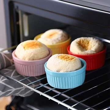 Suwimut Colorful Ceramic Ramekins Set - Perfect for Baking