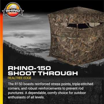 RHINO Blinds R150-RTE 3 Person Hunting Ground Blind, Realtree Edge