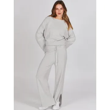 ANRABESS Women's Cozy 2-Piece Set Smoky Gray - 2024