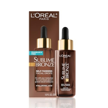 L'Oreal Paris Sublime Bronze Self Tanning Facial Drops with Hyaluronic Acid, Gradual Tan, Fragrance-...