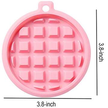 Goeielewe 2-Pack Silicone Waffle Mold, Muffin Pans Molds, Waffle Maker Baking Tray Mold Bakeware for Waffle Cake Chocolate Craft Candy Soap Baking, Blue&Pink (Round: 3.8x3.8x0.4 inch)