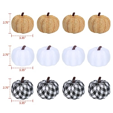 Ticlooc 12pcs Mixed Artificial Fake Harvest Pumpkins for Fall Wedding Thanksgiving Halloween Decoration