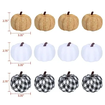 Ticlooc 12pcs Mixed Artificial Fake Harvest Pumpkins for Fall Wedding Thanksgiving Halloween Decoration
