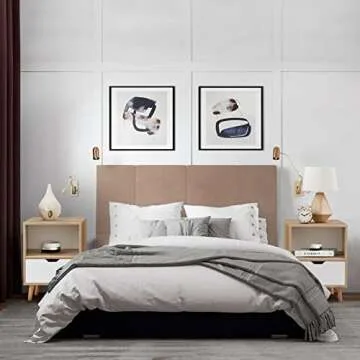 Wind Modern Wooden Bedroom 2-Tier Nightstand End Side Table with Open Shelf, 4 Anti-Slip Rubber Padd...