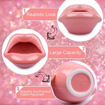 Creative Ceramic Cigarette Ashtrays Personality Red Lips Ashtray Desktop Smoking Ash Tray Fashion Lip Shape Home Decorations Office Bar Indoor Outdoor Patio Use Handmade Craft Gift for Men Women