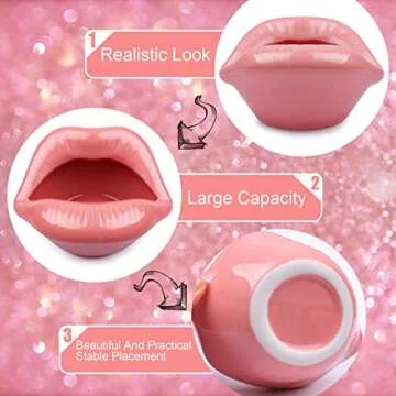 Creative Ceramic Cigarette Ashtrays Personality Red Lips Ashtray Desktop Smoking Ash Tray Fashion Lip Shape Home Decorations Office Bar Indoor Outdoor Patio Use Handmade Craft Gift for Men Women