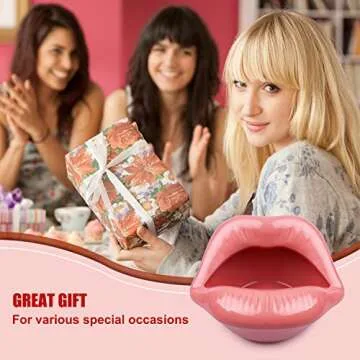 Creative Ceramic Cigarette Ashtrays Personality Red Lips Ashtray Desktop Smoking Ash Tray Fashion Lip Shape Home Decorations Office Bar Indoor Outdoor Patio Use Handmade Craft Gift for Men Women