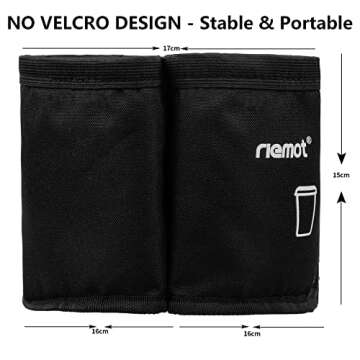 riemot Luggage Travel Cup Holder Free Hand Drink Carrier - Hold Two Coffee Mugs No Spill - Fits Roll on Suitcase Handles - Gifts for Flight Attendants Travelers Accessories Black