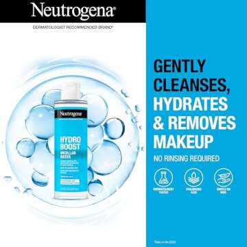 Neutrogena Hydro Boost Micellar Water with Hydrating Hyaluronic Acid, Micellar Cleansing Water for S...