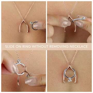 Emily C Original Patented Ring Holder Necklace - Stainless Steel - Women & Men Wedding /Engagement R...