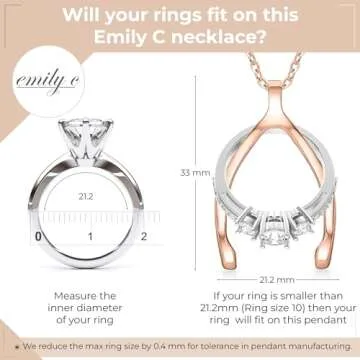 Emily C Original Patented Ring Holder Necklace - Stainless Steel - Women & Men Wedding /Engagement Ring Necklace Holder - Gift for Her - Mother, Mom, Wife, Nurse, Doctor (Wishbone)