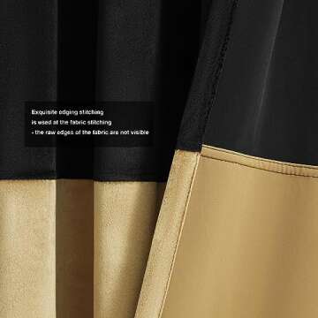 BULBUL Black Gold Color Block Window Curtains Panels 84 inches Long Velvet Farmhouse Drapes for Bedroom Living Room Darkening Treatment with Grommet Set of Black Gold