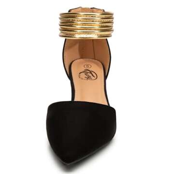 Trary Women’s Ankle Strap Kitten Heels for Women,Green Heels Red Heels Purple Heels Black Heels,Closed Toe Heels for Women, with Stiletto & Golden Strap