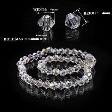 Yopay 3000 Pieces Bicone Crystal Beads, DIY 4MM Bulk Faceted Crystal Glass Briolette Beads for Makin...