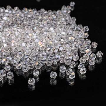 Yopay 3000 Pieces Bicone Crystal Beads, DIY 4MM Bulk Faceted Crystal Glass Briolette Beads for Making Jewelry, Beading Projects, Bracelets, Necklaces, Earrings, Clear