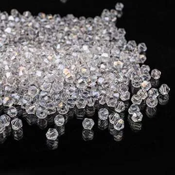 Yopay 3000 Pieces Bicone Crystal Beads, DIY 4MM Bulk Faceted Crystal Glass Briolette Beads for Making Jewelry, Beading Projects, Bracelets, Necklaces, Earrings, Clear