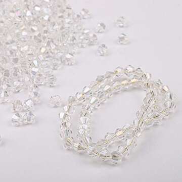 Yopay 3000 Pieces Bicone Crystal Beads, DIY 4MM Bulk Faceted Crystal Glass Briolette Beads for Making Jewelry, Beading Projects, Bracelets, Necklaces, Earrings, Clear