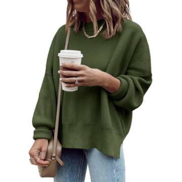 Imily Bela Oversized Women's Tunic Sweater - Comfortable Army Green Pullover