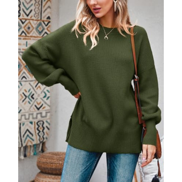 Imily Bela Women's Oversized Army Green Tunic Sweater