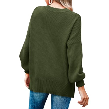 Imily Bela Women's Oversized Army Green Tunic Sweater