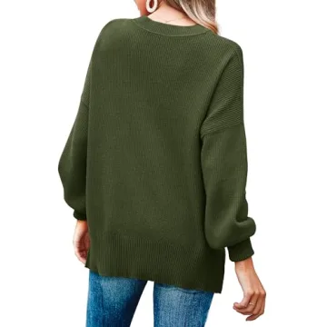 Imily Bela Women's Oversized Army Green Tunic Sweater
