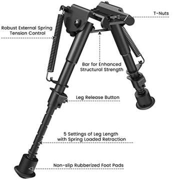 Feyachi B13 M Lock Bipod 6-9 Inch Lightweight Rilfe Bipod Directly Attach to M Lock System for Hunti...