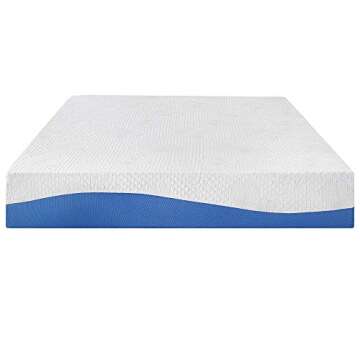 PrimaSleep Queen Mattress, 10 Inch Gel Memory Foam Mattress, Gel Infused for Comfort and Pressure Relief, CertiPUR-US Certified, Bed-in-a-Box, Medium Firm, Blue, Queen Size