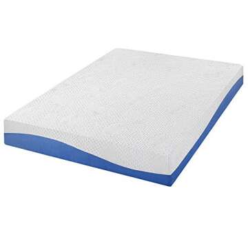 PrimaSleep Queen Mattress, 10 Inch Gel Memory Foam Mattress, Gel Infused for Comfort and Pressure Relief, CertiPUR-US Certified, Bed-in-a-Box, Medium Firm, Blue, Queen Size