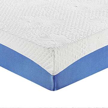 PrimaSleep Queen Mattress, 10 Inch Gel Memory Foam Mattress, Gel Infused for Comfort and Pressure Relief, CertiPUR-US Certified, Bed-in-a-Box, Medium Firm, Blue, Queen Size