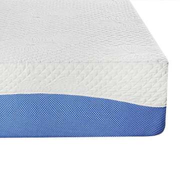 PrimaSleep Queen Mattress, 10 Inch Gel Memory Foam Mattress, Gel Infused for Comfort and Pressure Relief, CertiPUR-US Certified, Bed-in-a-Box, Medium Firm, Blue, Queen Size