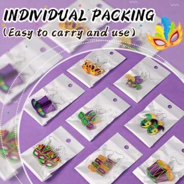 AUGSUN 8 Pairs Holiday Earrings for Women Mardi Gras Acrylic Earrings Double Side Design Crown Pendant Earrings Decorative Jewelry