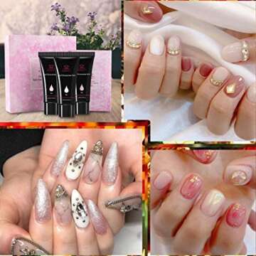 Makartt Poly Nail Gel Mermaid Glitter Builder Nail Gel Hard Gel for Nails Valentines Beauty Gift Set...