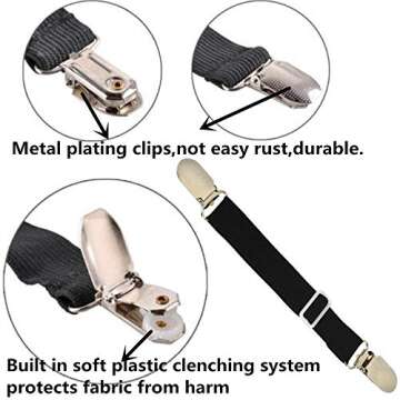 Bed Sheet Clips Straps Sheet Holder Mattress Clips, Adjustable Elastic Bed Sheet Grippers Straps Sus...