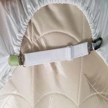 Bed Sheet Clips Straps Sheet Holder Mattress Clips, Adjustable Elastic Bed Sheet Grippers Straps Suspender Fasteners Holder (Black Set of 4)