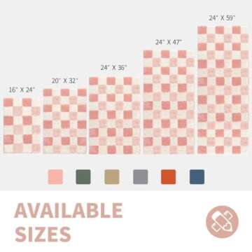 CozeCube Checkered Bath mats for Bathroom Non Slip, Fluffy Absorbent Microfiber Bath mat Washable, A...